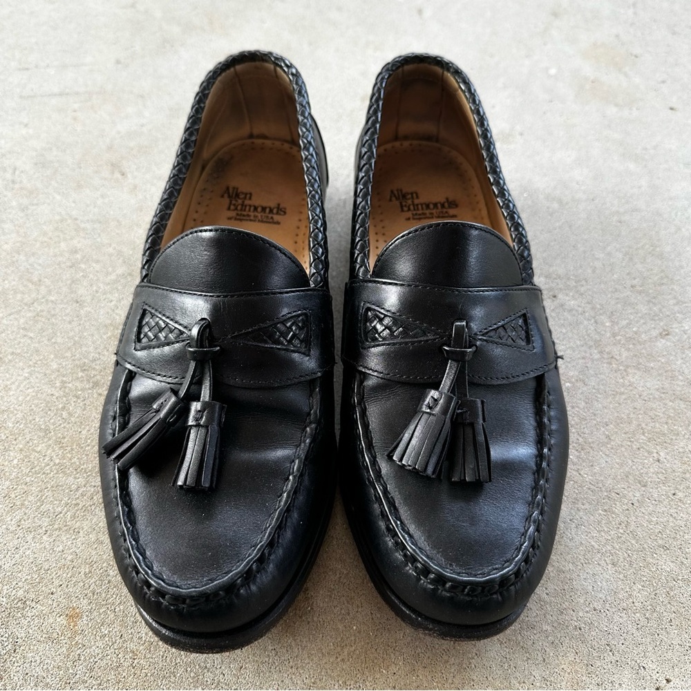 Allen Edmonds Maxfield Black Leather Tassel Dress Loafers Shoes Men’s Size 8